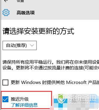 勾选“推迟升级”